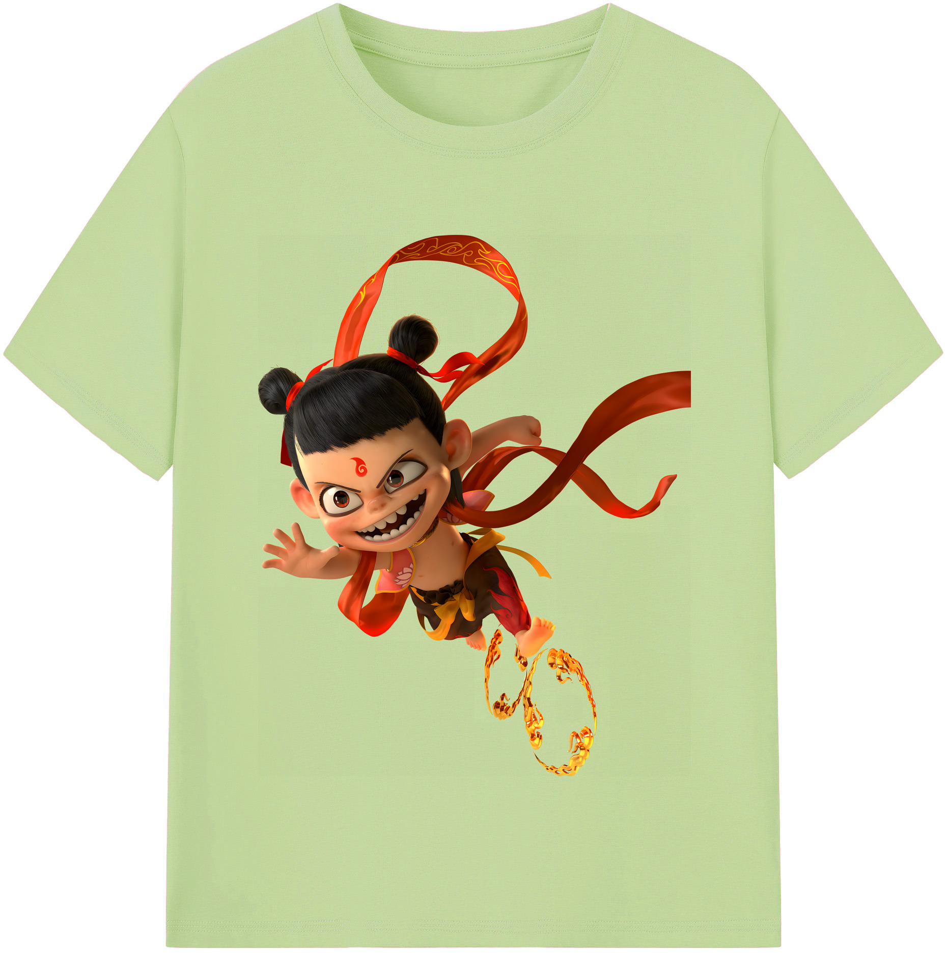 （画像用） Ne Zha 2 ナタ 魔童の大暴れ 綿100％半袖Tシャツ（フロントプリント）